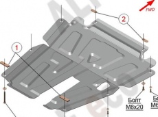 Защита алюминиевая Alfeco для картера и КПП Renault Sandero 2008-2021